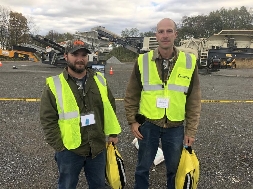 Aaron Perry (L) and Jeremy Baum, both of Pennsy Supply, Harrisburg, Pa., attended the recent Cleveland Brothers live crushing and screening demo.