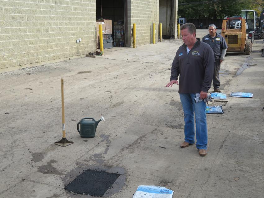 Dave Gordon of Contractors Equipment Rentals explains the benefits of the Aqua Patch for asphalt and concrete repair.