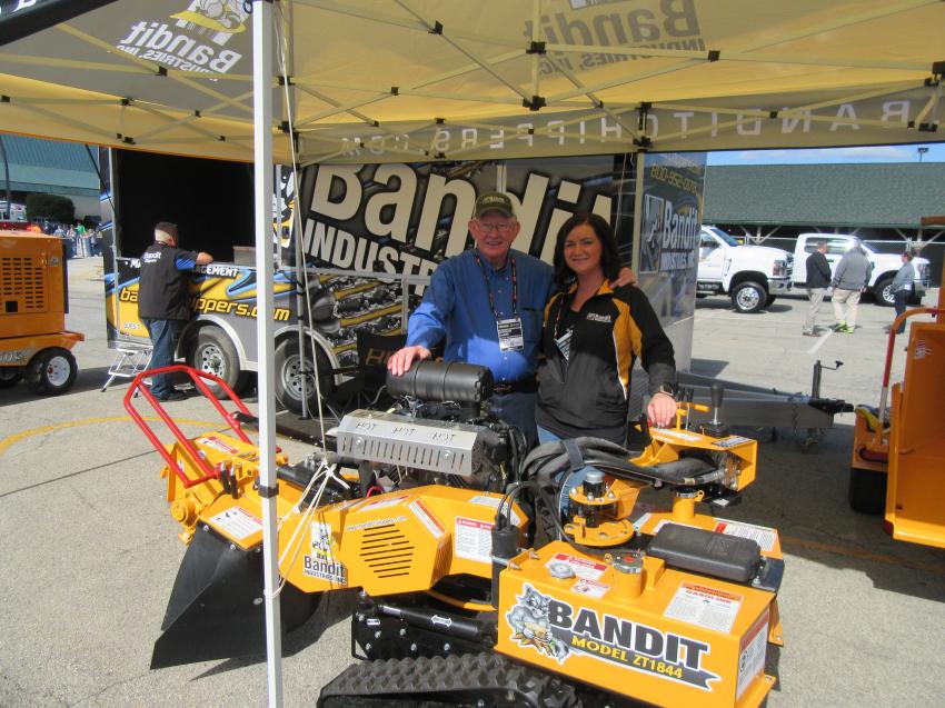 Norman Sharp (L) of local Bandit dealership, Louisville Tractor, joined Bandit’s Bethany Lenahan at the Bandit Equipment display at the show.
