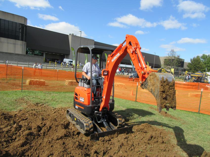 Kubota owner, Russell Lyle of Galati Landscaping was impressed with the handling of this Kubota U17 mini-excavator he tried out at the show.