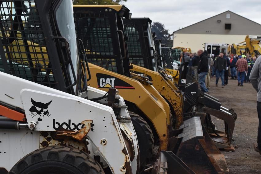 Every size, every brand, every configuration of skid steer imaginable, all ready to go to work for the highest bidder.