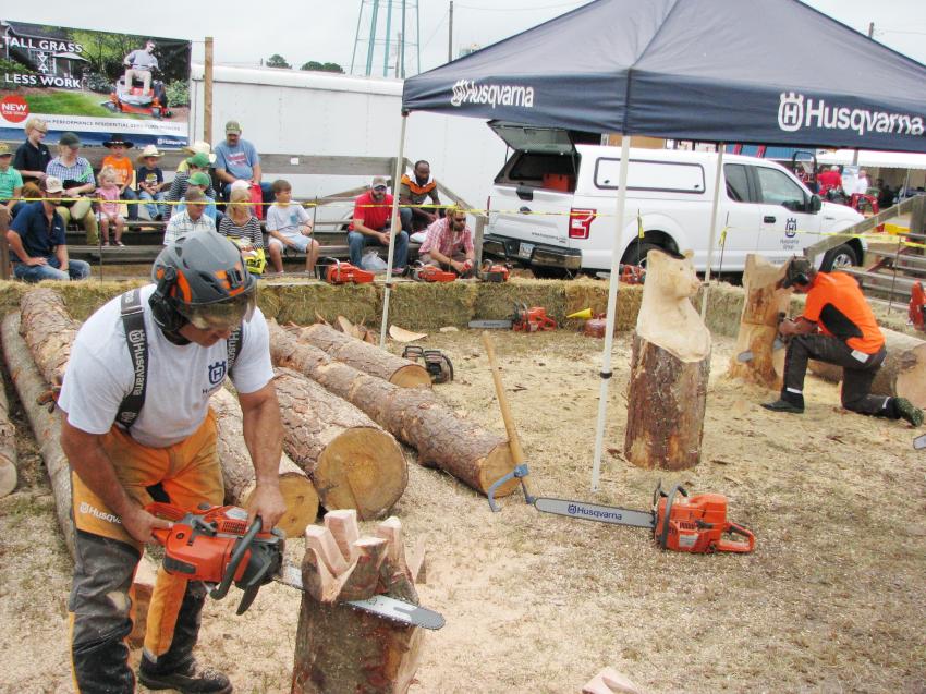 The Husqvarna chainsaw sculping always draws a tremendous crowd of spectators. 