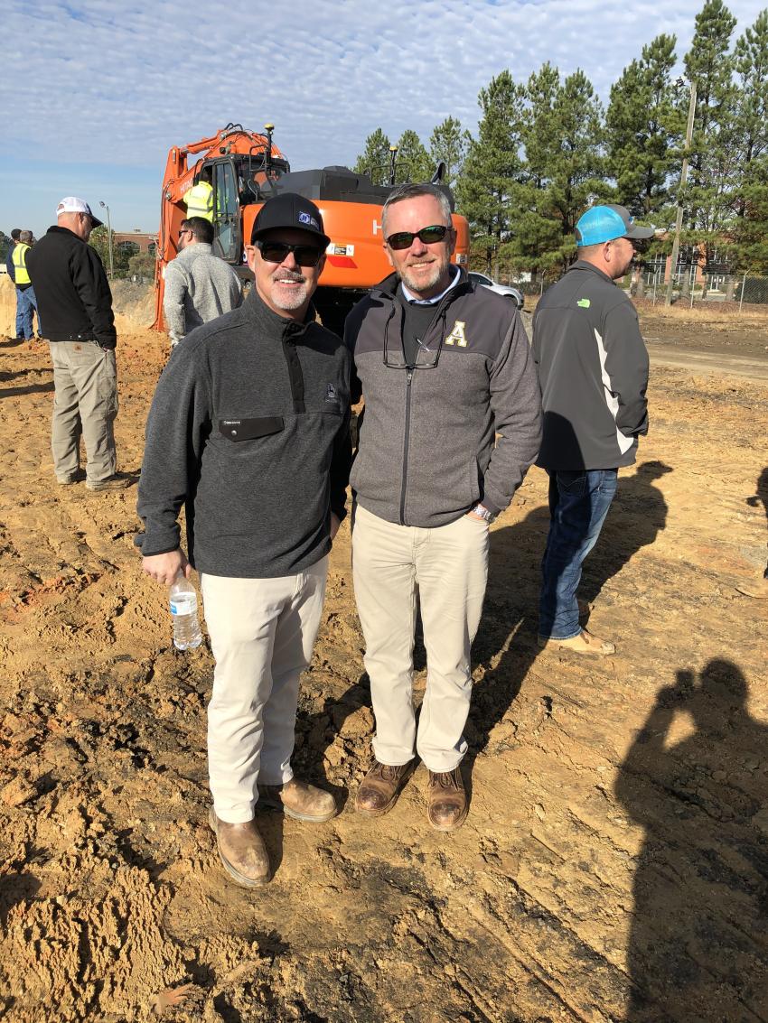 Ted Doran (L) of James River Equipment and Chris Hohhman of CK Contractors & Development in Kings Mountain, N.C.