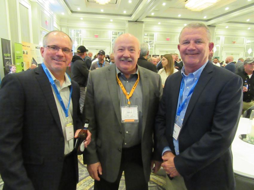 (L-R): Scott Wilson and Jerry Taylor of Mar-Zane Materials caught up with Southeastern Equipment Company’s Doug Neff at the reception.
