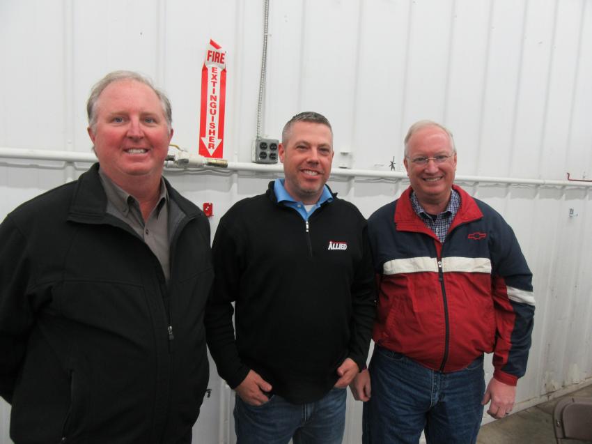 (L-R): Mickey Hammers and Kyle Belcher of Traylor Bros. spoke with Allied Construction Product’s Scott Bauercamper at the event.
