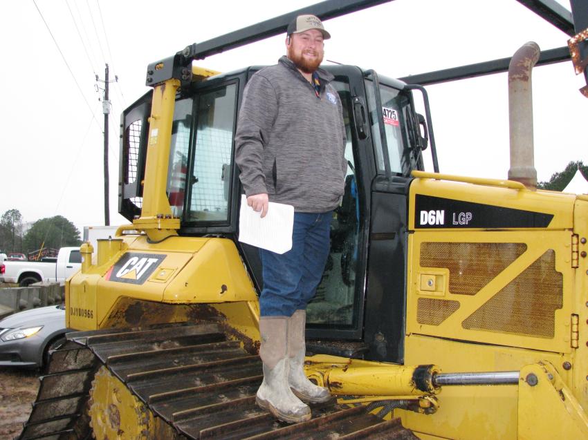 Wrapping up his inspection of a Cat D6N LGP is Josh Craycroft of Meyers Heavy Equipment, Lexington, N.C.