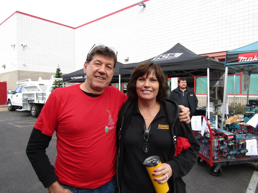 Billy Graham of Combination Plumbing stopped for a photo with Diane Fisher Brunson. The family atmosphere, knowledgeable staff, tool availability and variety has kept Graham coming back for more than 30 years.

