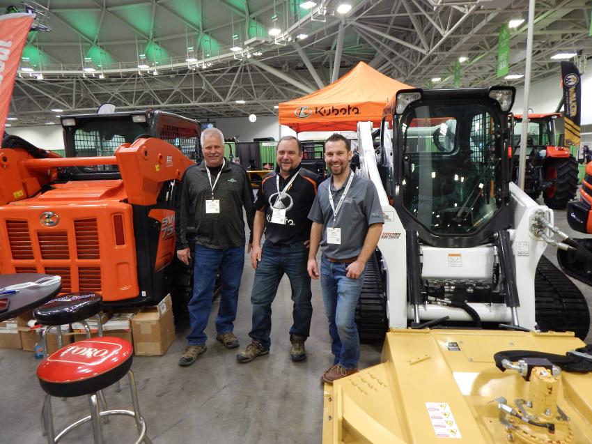 (L-R) are Paul Schreurs, regional sales manager of Diamond Mowers, Sioux Falls, S.D.; Dan Beissel, sales of Niebur Tractor & Equipment, Hastings, Minn.; and Juston Lano, sales manager of Lano Equipment Inc., Shakopee, Minn.
