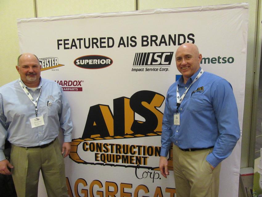 AIS Construction Equipment Corporation’s Kevin Bushinski (L) and Shawn O’Mara were ready to discuss the company’s lineup of Deister, Hardox, Impact Service Corp., Metso and Superior equipment at the show.