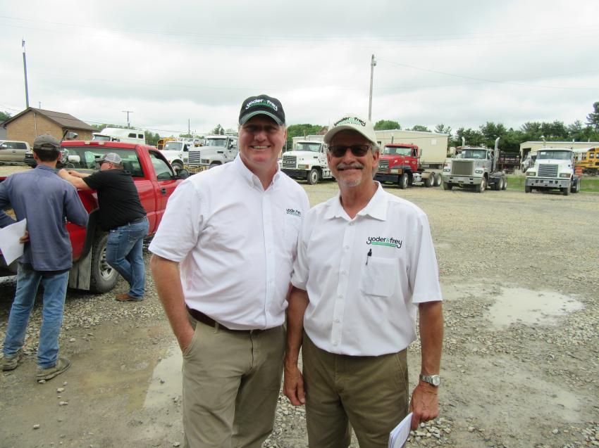 Yoder & Frey’s Jayson Hutchinson (L) and Trent Shaftner were on hand in St. Marysville, Ohio, to ensure that everything ran smoothly at the auction.

