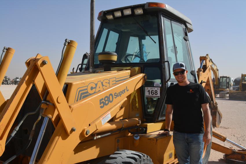 Iron Bound’s Tony Peters was busy making final preparations for the two-day sale that featured a huge amount of construction equipment, including this Case 580 Super L backhoe.
