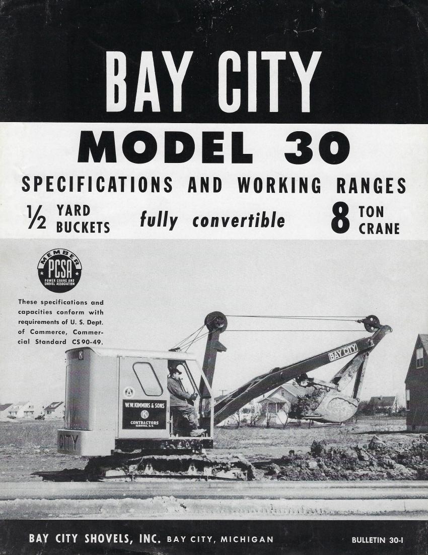 Bay City 30 ½-yd. backhoe — 1955
(Bay City Bulletin 30-I — HCEA photo)