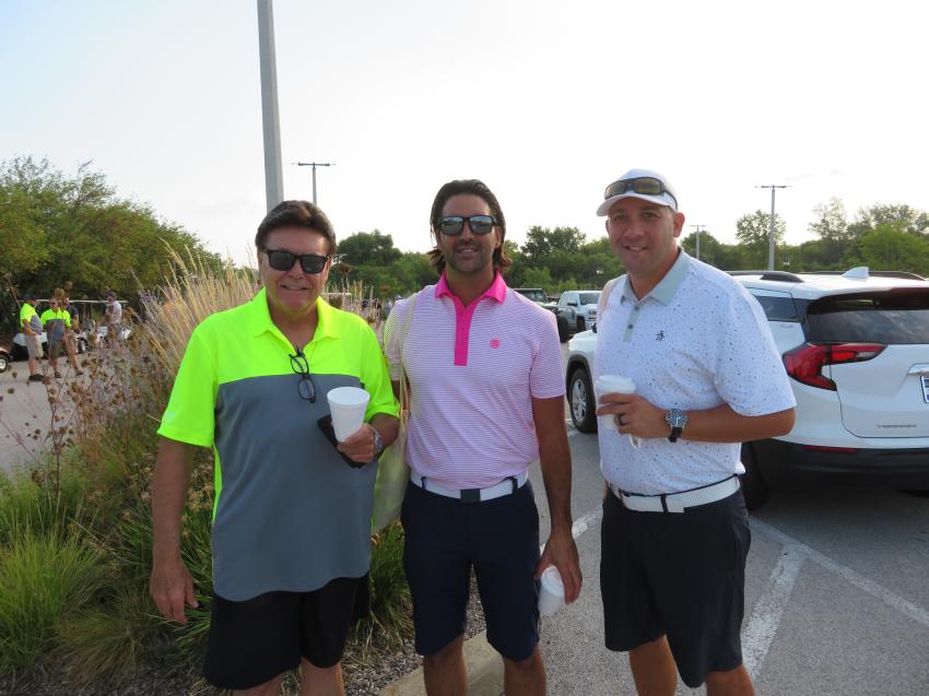 (L-R): Mark Cristino of Alta Equipment welcomes Anthony Brancato and John Affatati of Brancato Snow and Ice to Alta Equipment Construction Group’s First Annual Golf Outing.