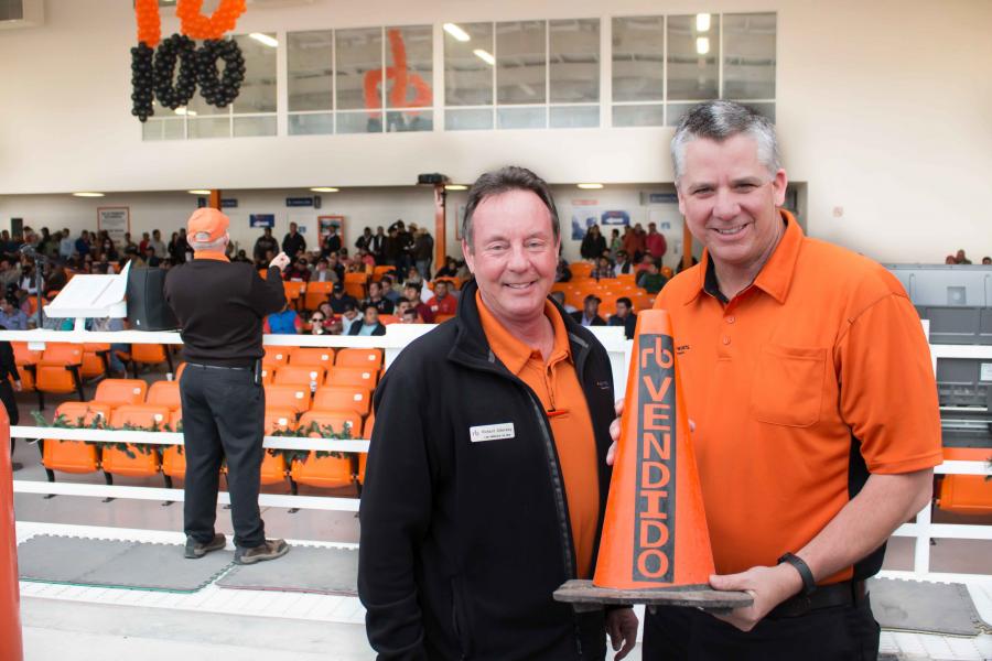 In a photo taken at Ritchie Bros.’s auction site in Polotitlan, Mexico, are Terry Dolan (R) and Richard Aldersley, vice president of sales. In May 2015, Dolan was named president of the U.S. and Latin America division of the company.