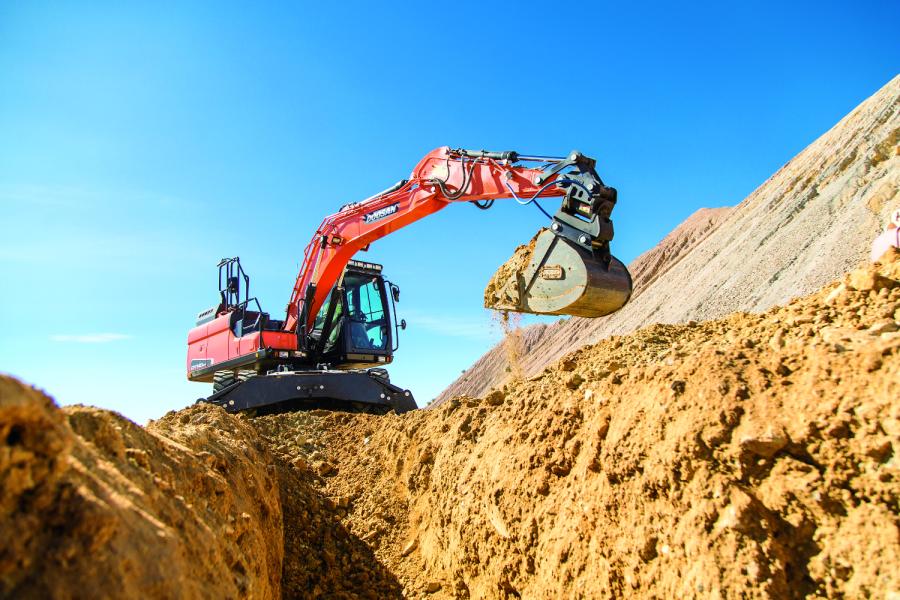 The new power tilting coupler is approved for Doosan excavators: the DX63-3 compact model; DX140LC-5 through DX255LC-5 crawler models; and DX140W-5 through DX210W-5 wheel models.