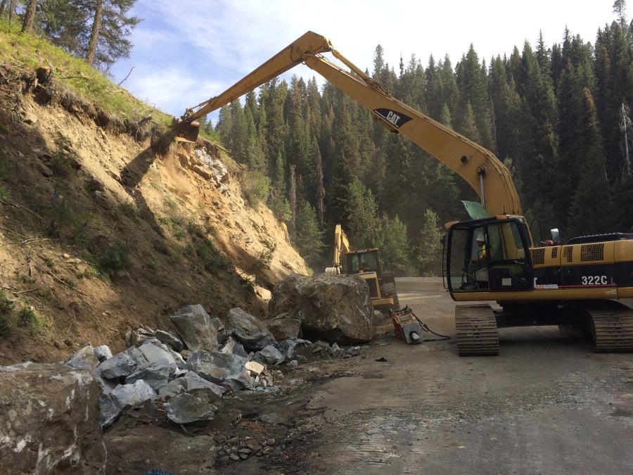 On three of the four curves, Knife River’s crews notched back the hillsides to increase sight distance along the roadway.