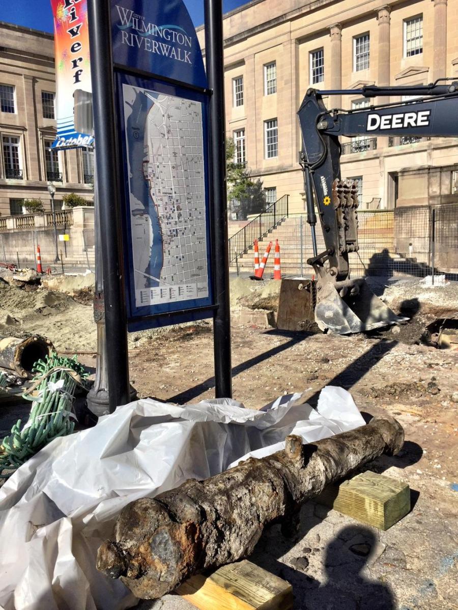 Local North Carolina news affiliate WNCN is reporting that construction workers discovered what appears to be a cannon near the Federal Courthouse on Water Street in downtown Wilmington last week.