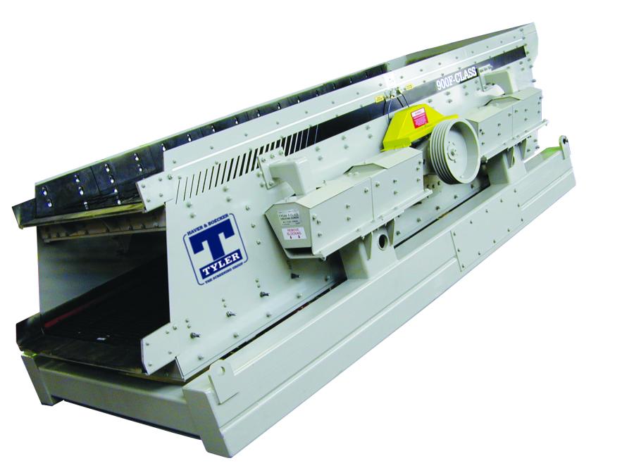 The F-Class vibrating screen features a four-bearing technology. The vibrating screen minimizes structural vibration and delivers a consistent stroke, which two-bearing screens cannot provide, and with the right media choice virtually eliminates blinding and pegging.
