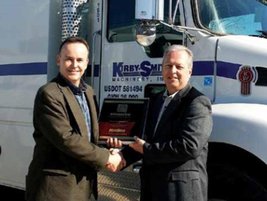 Komatsu America Corporation Senior District Manager Buck Lawson (left) presents Kirby-Smith Machinery Vice President and General Manager, Southern Division David Cooper with the Komatsu’s Top Service Department Operations Award for 2015. “Each location offers superior service, maintenance and inspection services,” said Cooper. “We work hard to ensure customer downtime is minimal and customer satisfaction is high, and this award proves we’re on the right track.”