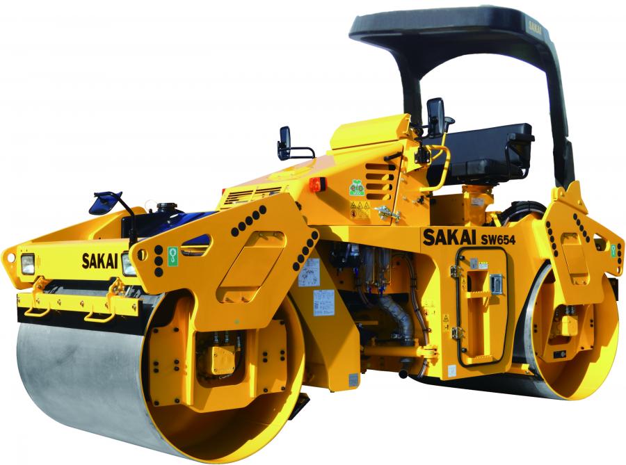 Sakai America’s upgraded SW654-series vibratory tandem roller, pictured with new ROPS.