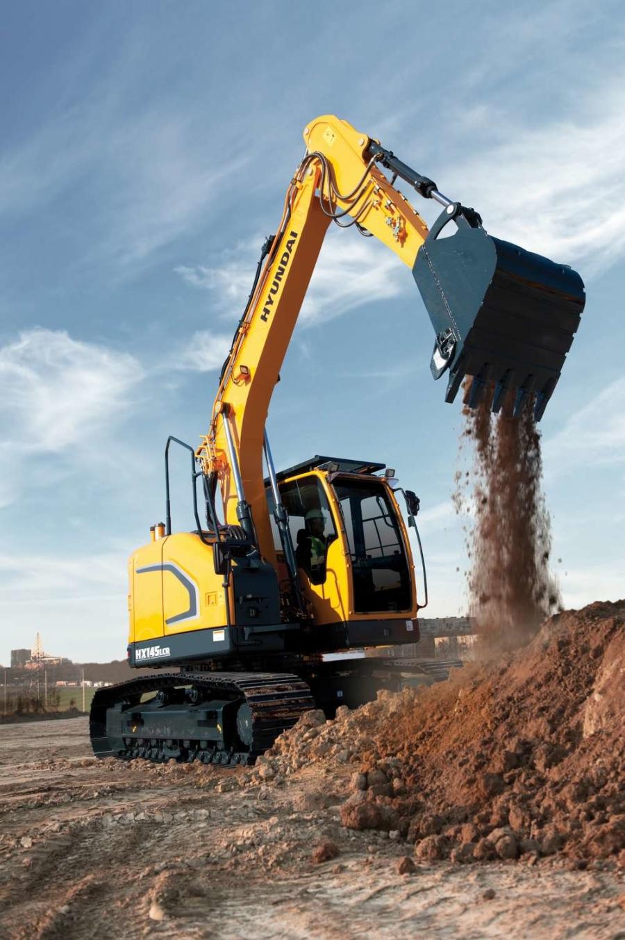 The 15.4 ton (14 t) HX145LCR compact radius excavator from Hyundai Construction Equipment Americas features new technologies that make the operating experience more comfortable, more ergonomic and more user-friendly.