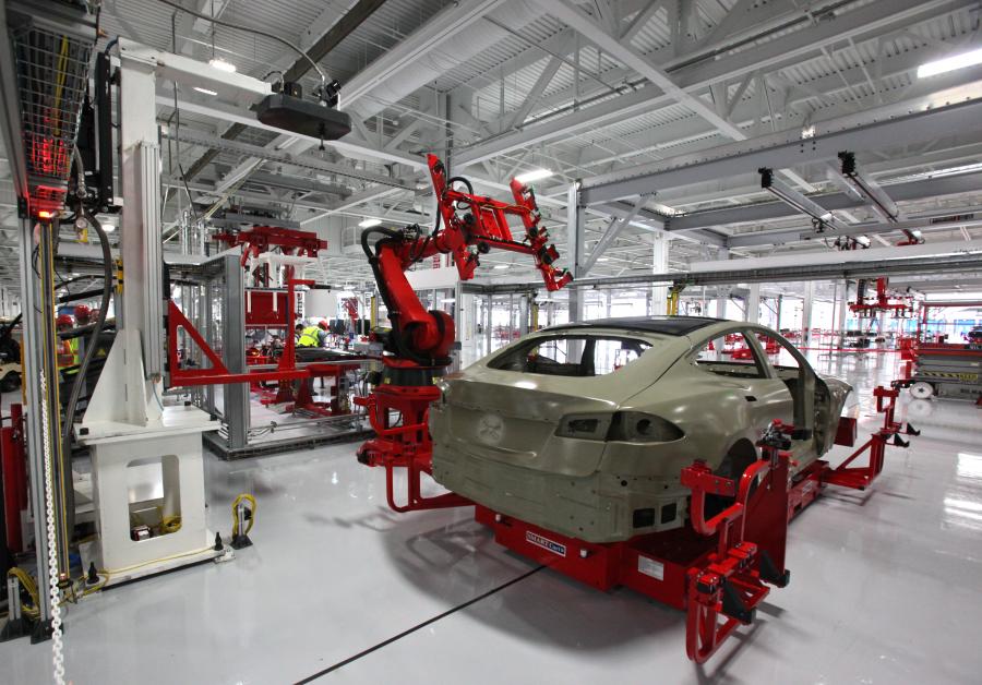 A Tesla Model S being manufactured at the Tesla Factory.  Image courtesy of Steve Jurvetson.