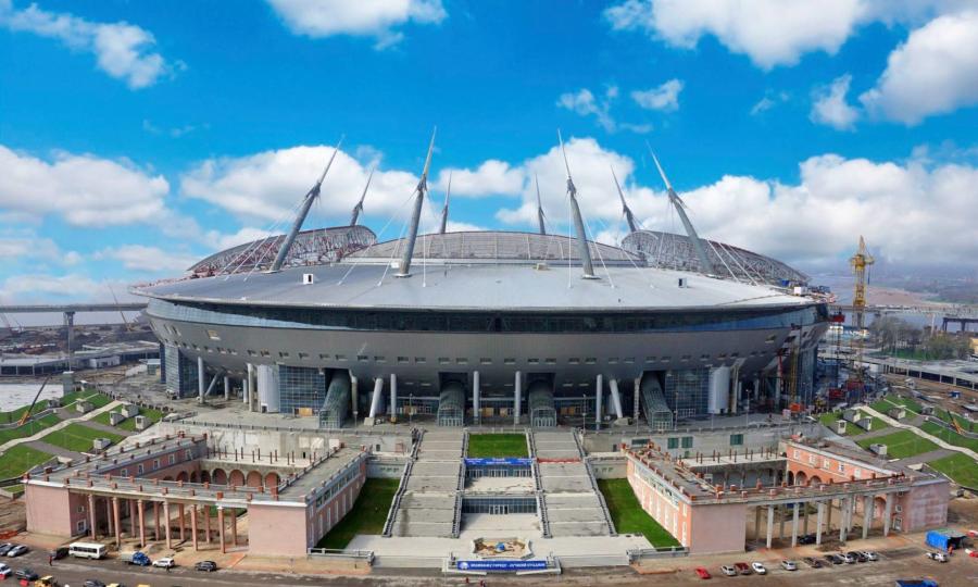 Image courtesy of Wikipedia.  Putin said the stadium, provisionally named Zenit Arena, and other infrastructure must be built on time.
