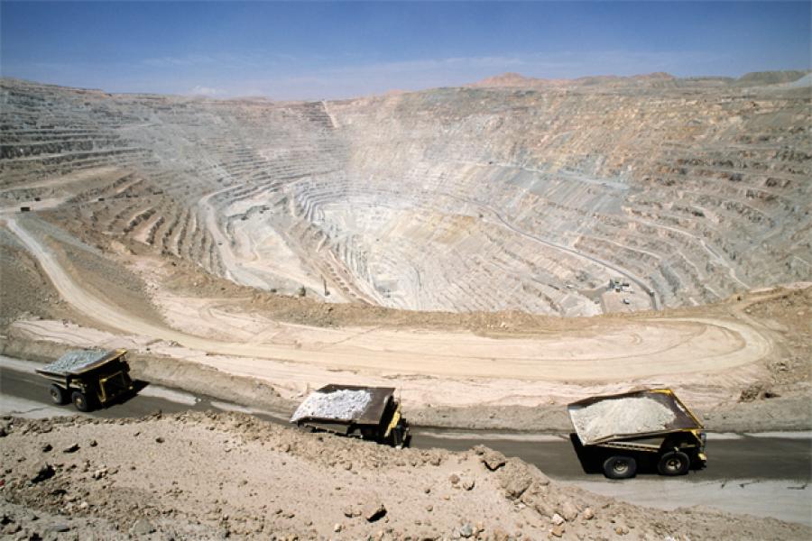 The Chuquicamata mine, located 1,650 kilometers north of Santiago, Chile, is owned and operated by Chile's National Copper Corporation, Codelco. (Stefan Boness/Panos photo)