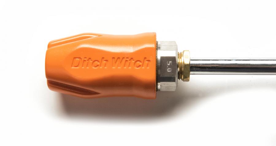 Compatible with all Ditch Witch vacuum excavators and other competitive models, the nozzle reduces water consumption on the job while its cone-shaped cut mitigates damage to underground utility lines, aiding operator's safety and productivity.