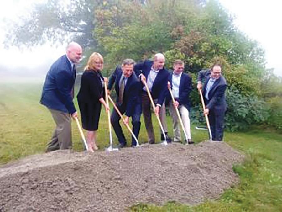 Officials take part in the groundbreaking ceremony on Sept. 19th for Vermont’s Deerfield Wind Farm.