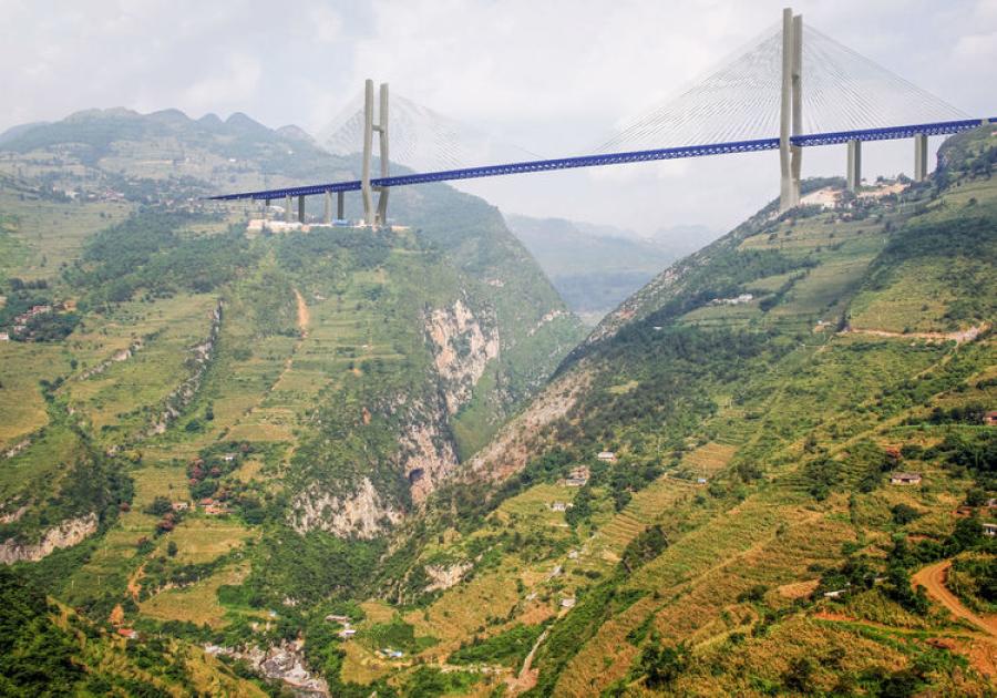 The bridge was designed to shorten the distance between Xuanwei and Shuicheng County, a journey which, by car, takes over four hours.