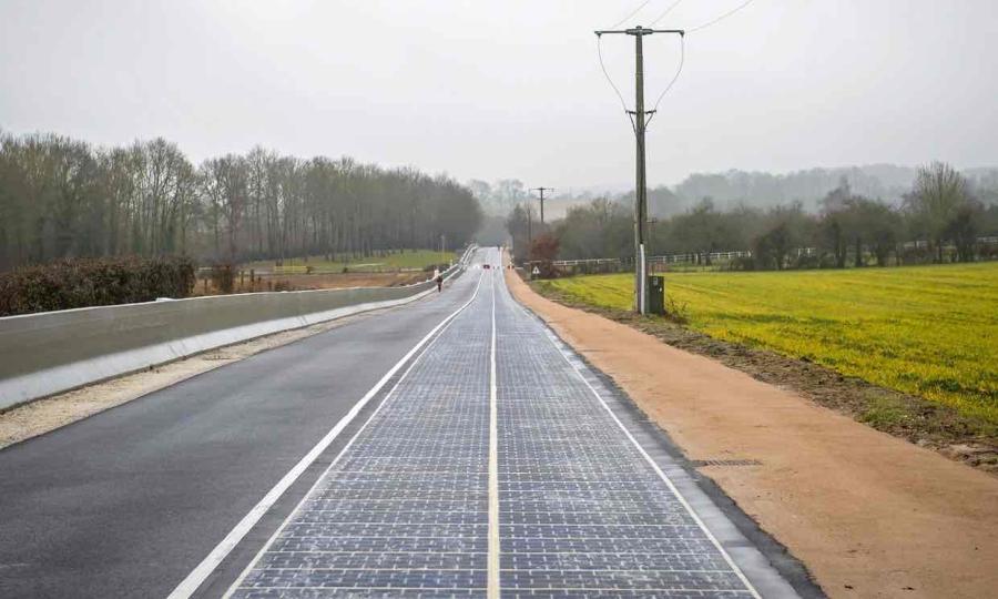 A solar panel road has been opened in a Normandy village.