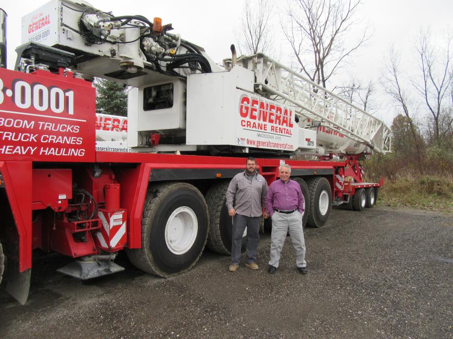 Bob Krenciglova (L), general manager of General Crane Rental LLC, and Dan Manos, owner of General Crane Rental LLC, say the company’s new Grove GMK5275 has opened the door for additional business.