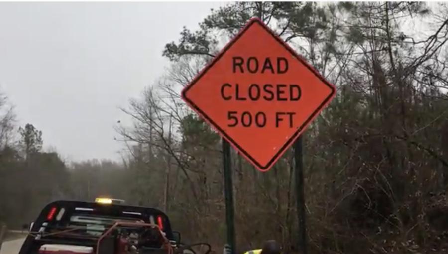 Road closure sign. Marty Roney
