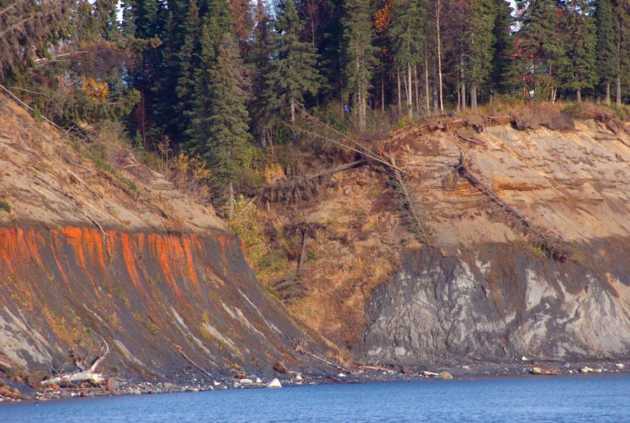 Photo by Jenny Neyman, Redoubt Reporter. A section of bluff in Kenai sloughs off
