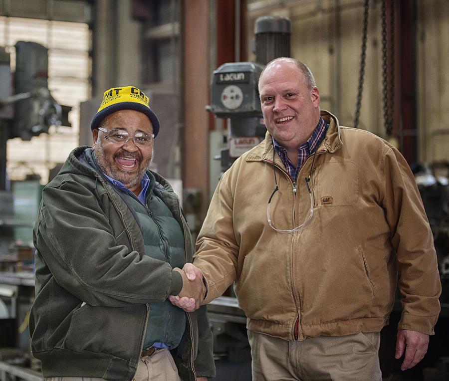 Jimmie Thompson (L), Thompson service operations supervisor and Tim Anderson, Thompson used equipment sales manager.