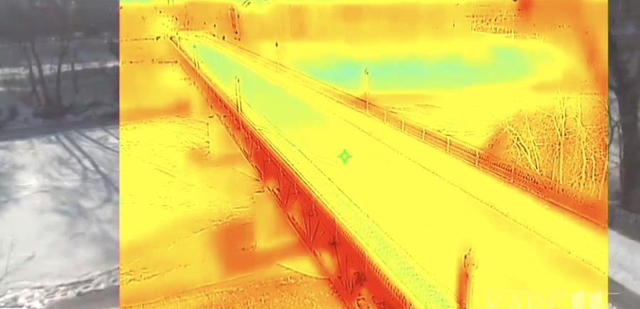 Thermal imaging shows temperature changes in the concrete. Image via KARE11.COM