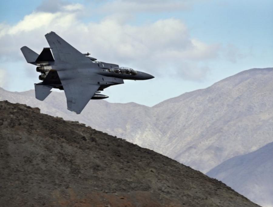 F-18 fighter jets fly through what is known as Star Wars Canyon in the Death Valley National Park in California. (AP Photo/Ben Margot)