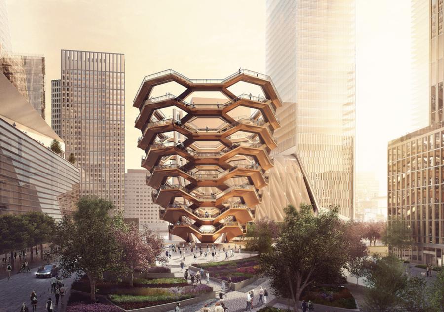 Artist rendering of the Vessel which will be the centerpiece of the new Hudson Yards development.