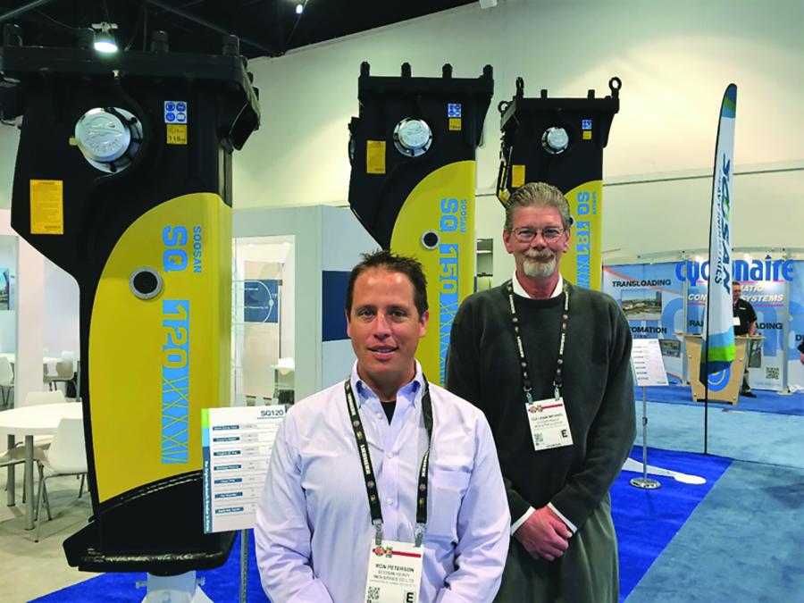 Ron Peterson (L) and Mike Colligan, Soosan’s product support manager at ConExpo 2017.