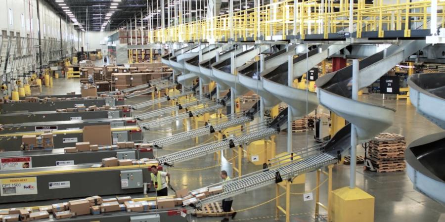 Inside an Amazon warehouse facility. Photo via Business Insider.