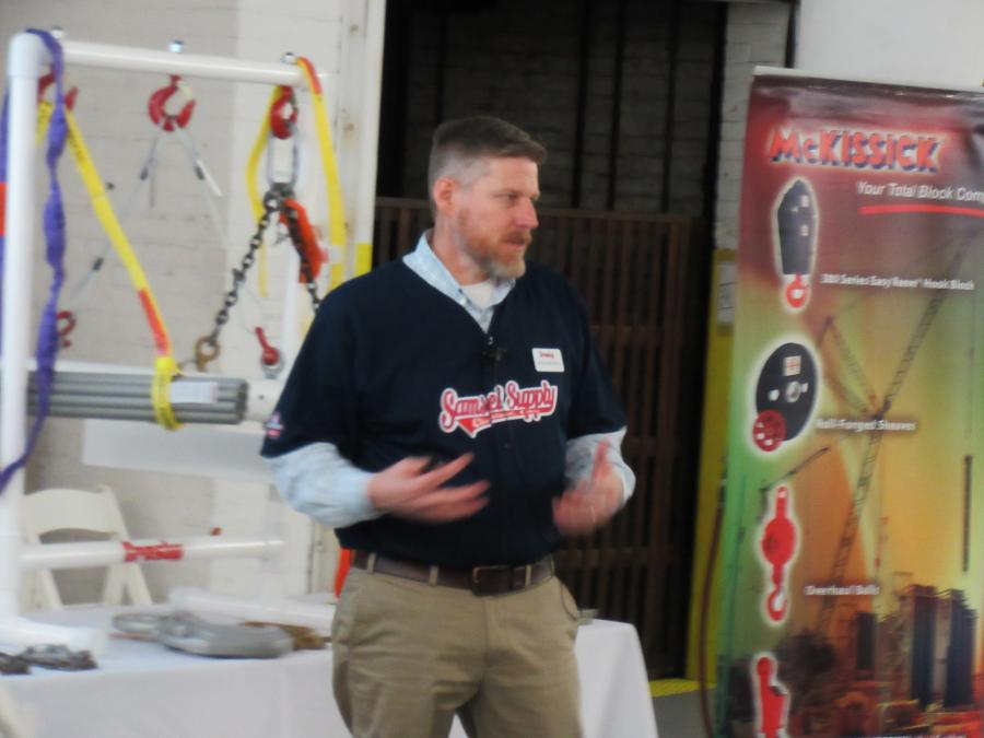 Jason Birdwell of Crosby discusses rigging standards during the Spring Rigging and Lifting Training Session.