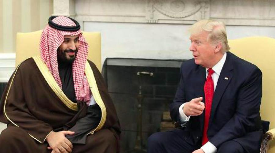 U.S. President Donald Trump, speaks with Mohammed bin Salman, the Kingdom of Saudi Arabia's deputy crown prince and minister of defense. Photo by Mark Wilson Getty Images