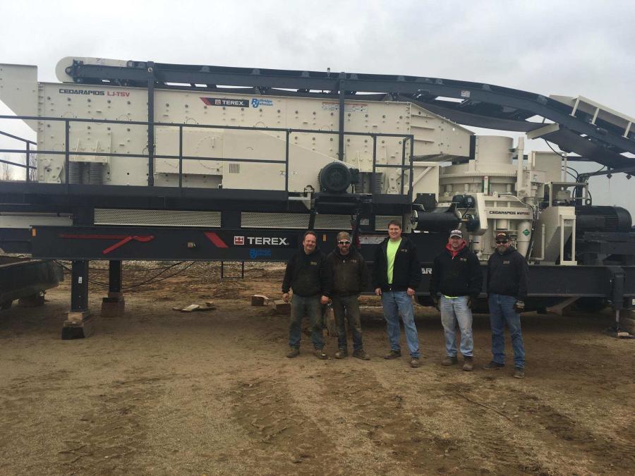 (L-R) are Gary Hall and Erik Engelson, crusher operators; Jason Sing and Justin Sing, owners; and Marcus Nelson, washing plant operator all of Meeker Sand & Gravel.