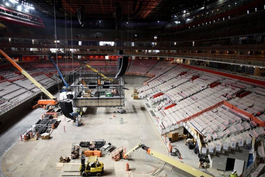 While working on the construction of the new Little Caesars Arena, an electrical worker died after falling 75 feet from a catwalk.
(Tanya Moutzalias/MLive Detroit photo)
