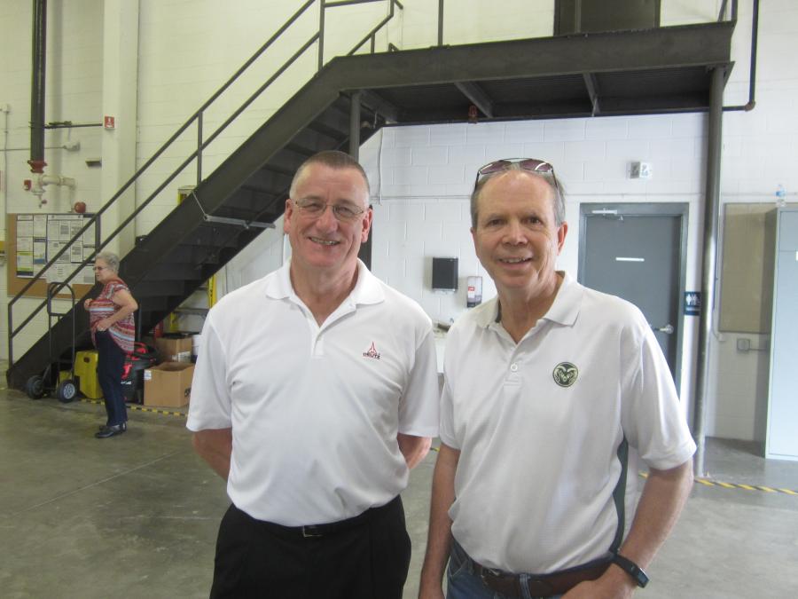 Robert Mann (L), president and CEO of Deutz Corporation, welcomes Kyle Knight, Central Mine Equipment Co., to the new Deutz service center in St. Louis.