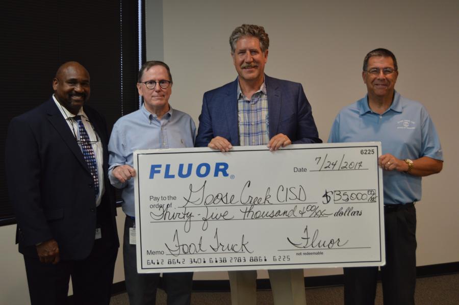 Fluor team members in Baytown, TX recently donated $35,000 to Goose Creek Consolidated Independent School District (CISD) to fund the purchase of a food truck.