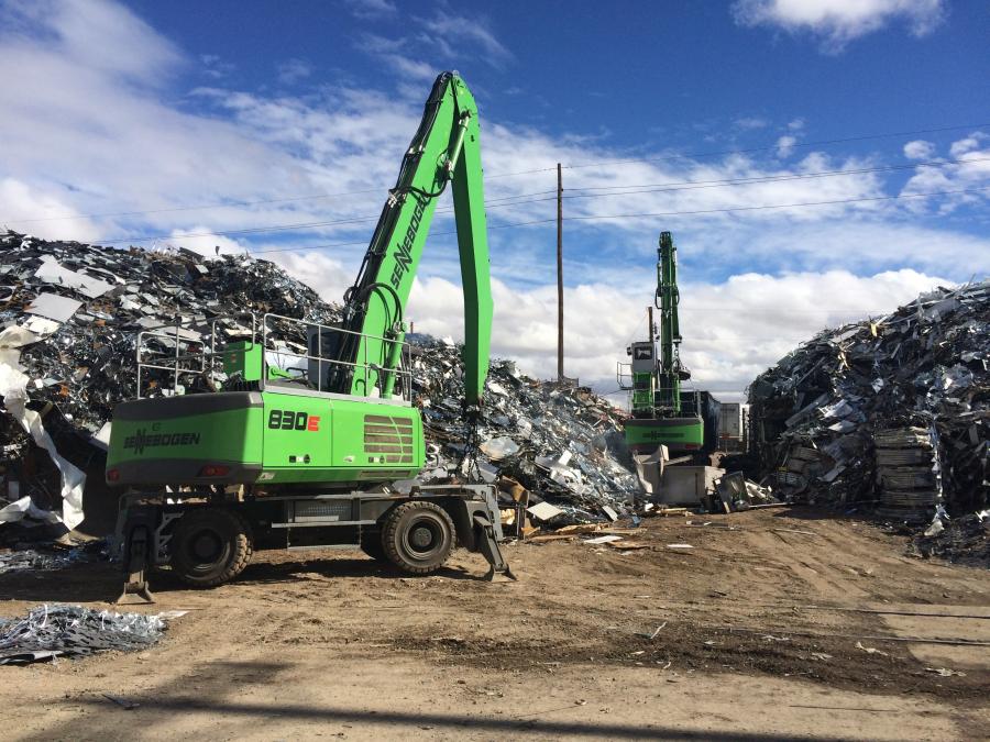 Two 830 M E Series — A typical Sennebogen application in a scrap yard found in Arizona and Nevada.