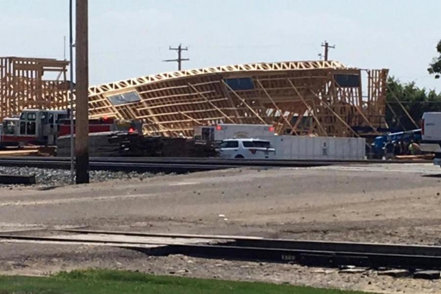 Six construction workers were injured when a building that was under construction collapsed in the southwestern Idaho town of Parma. (Photo Credit: Ashley Martin)