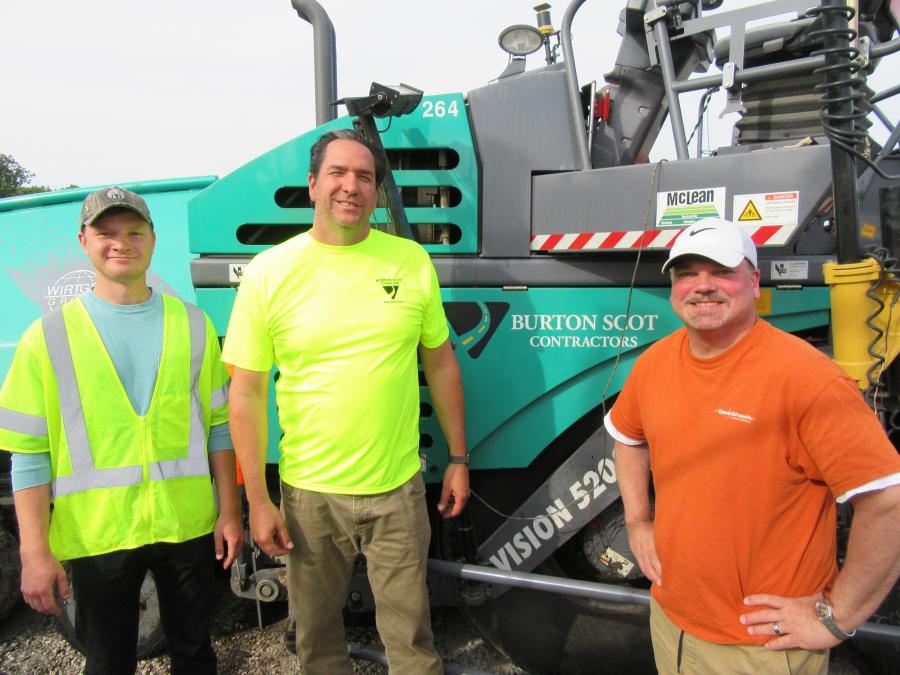 Grant Wasielewsk, Burton Scot Contractors’ engineer intern of Ohio State University, joins Scot Paulitsch, Burton Scot Contractors president, and Greg Koly, GeoShack senior machine control specialist, to review the progress on the Cuyahoga County Airport runway project.